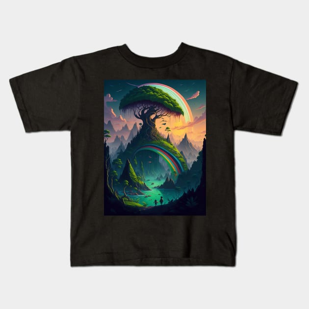 Fantasy Rainbow World Kids T-Shirt by Fanbros_art